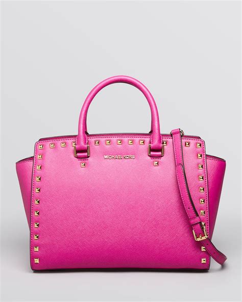 michael kors pink studded satchel|Michael Kors outlet pink purses.